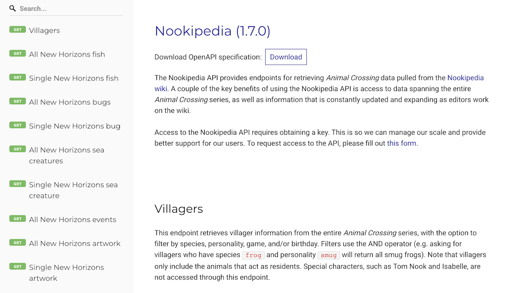 Nookipedia API screenshot